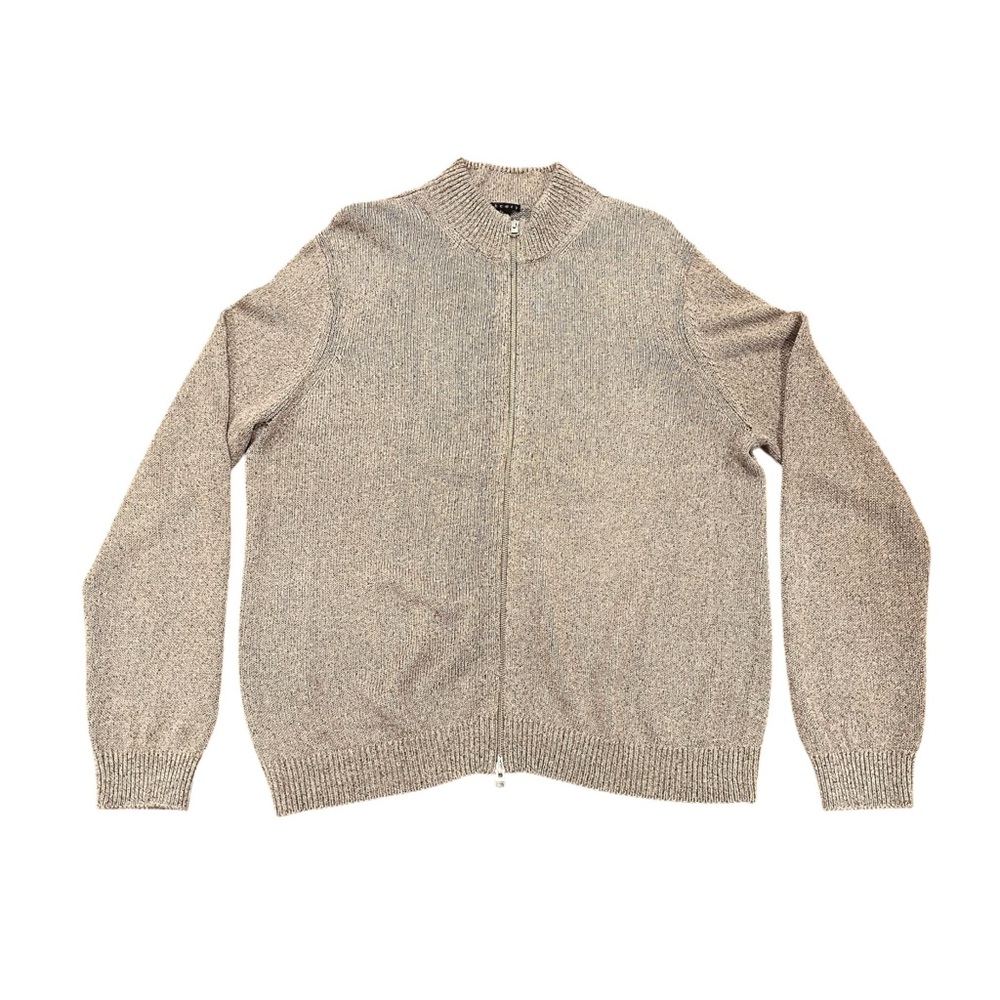 Theory Men’s Ikson B Amplitude Marled Linen Blend Full-Zip Cardigan Gray XXL